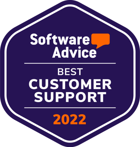 Software Advice Best Customer Support 2022 award badge