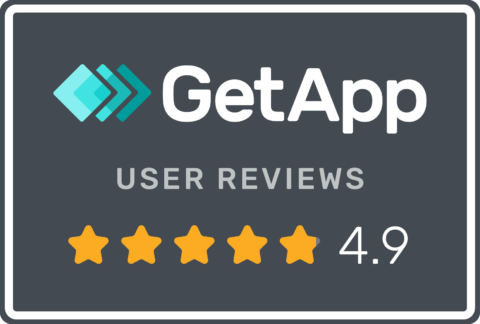 GetApp user reviews 4.9 out of 5 star rating badge